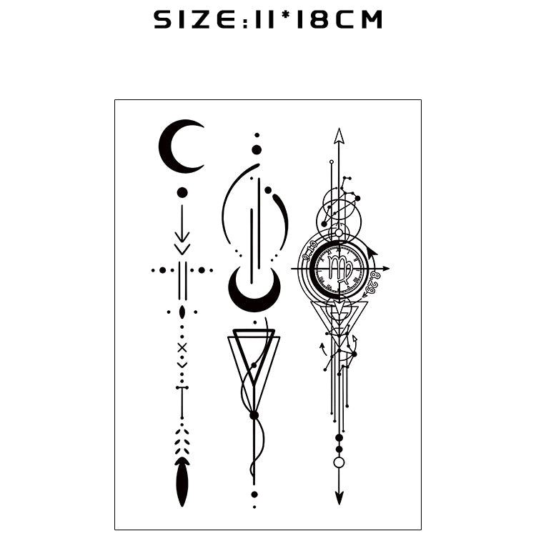 Tattoo stickers with geometric designs on a white background