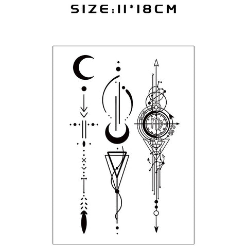 Tattoo stickers with geometric designs on a white background