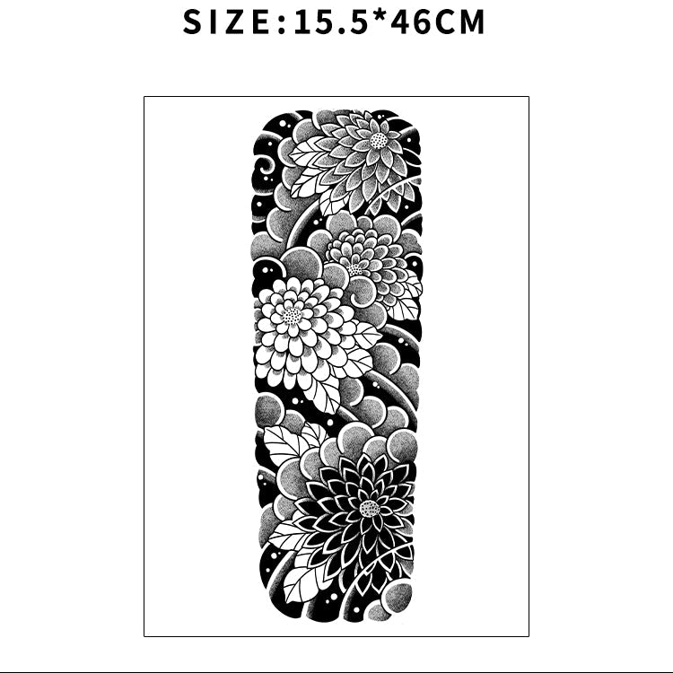 Tattoo sticker with floral design on a white background, labeled 'QB-011' and 'Herbaceous'.