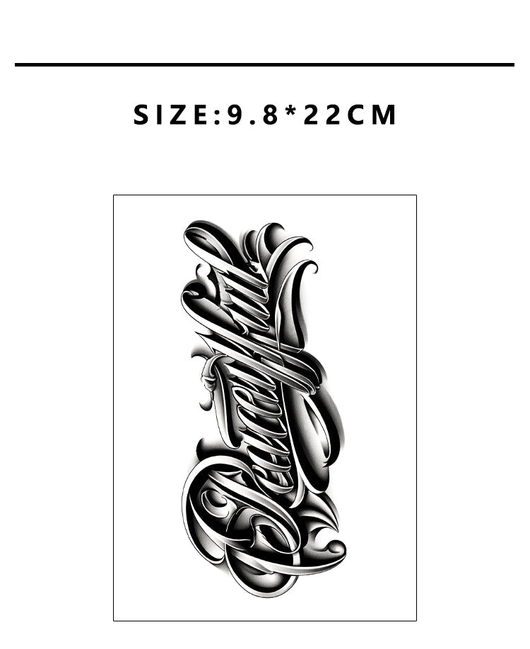 Tattoo sticker with black design on a white background, labeled 'Herbaceous'.