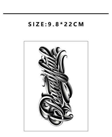Tattoo sticker with black design on a white background, labeled 'Herbaceous'.