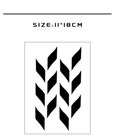 Tattoo stickers with designs of a sword and butterflies on a white background, labeled 'Herbaceous'.