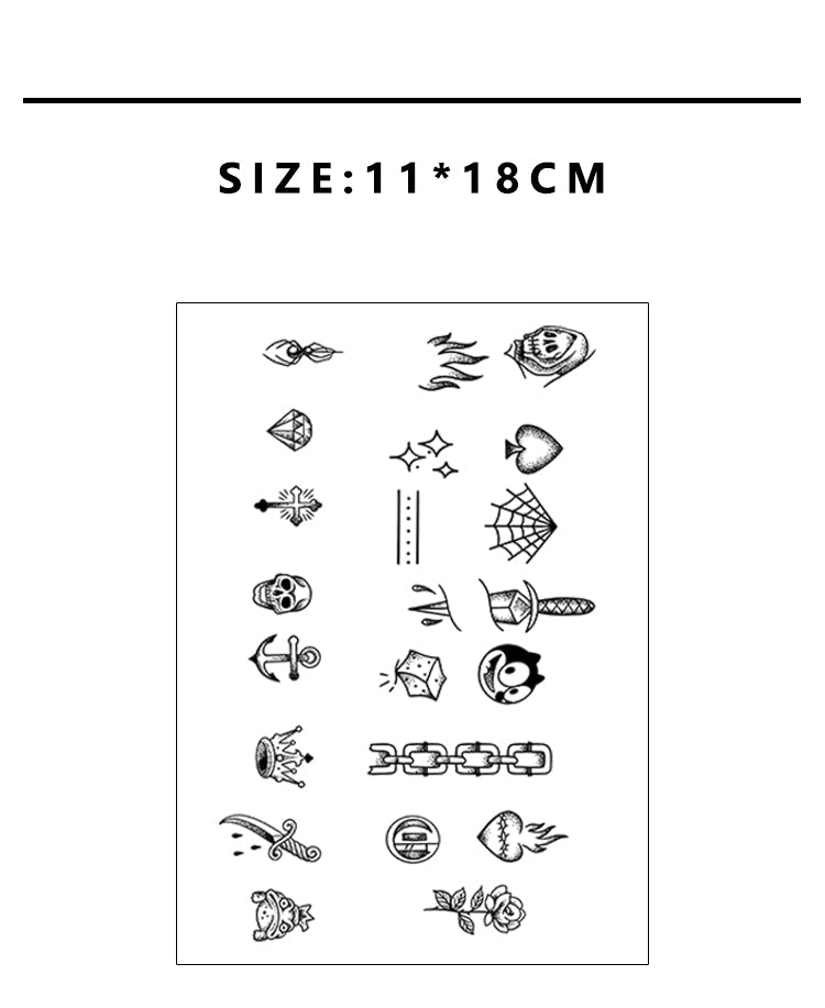 Sheet of tattoo stickers with various designs on a white background, labeled 'Herbaceous'.